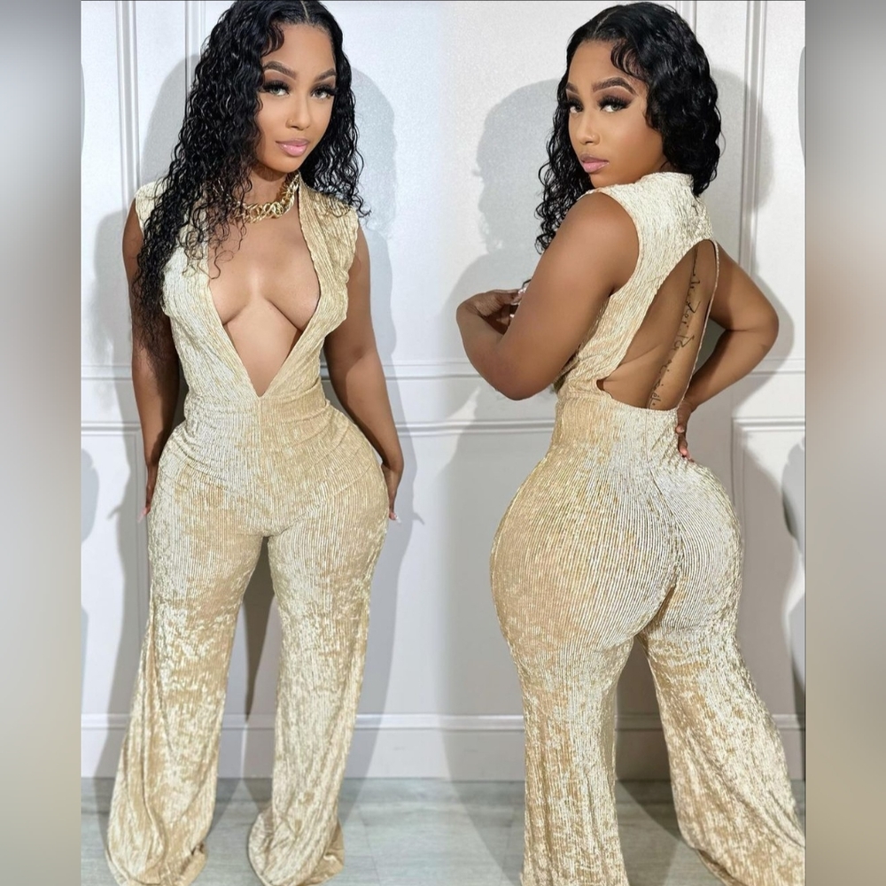 Gold Velvet Jumpsuit